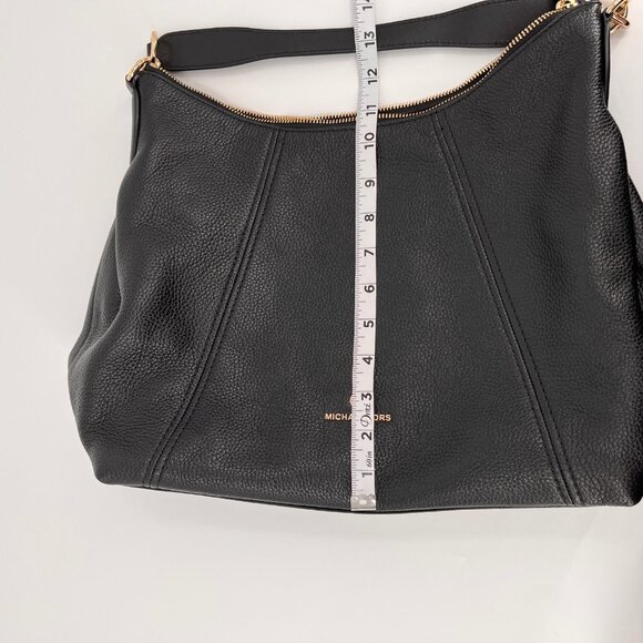 Michael Kors Sienna Large Pebbled Leather Shoulder Bag Black Convertible Strap - Picture 13 of 14